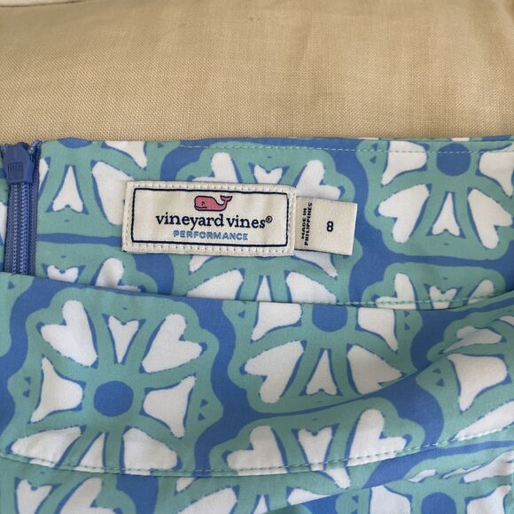 Vineyard Vines Skort Golf Women's 8 Blue Green Back Zip Pocket 2 Front Pockets - Picture 5 of 8